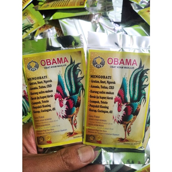 OBAMA OBAT AYAM MANJUR  CRD,LUMPUH,SNOT,Obat Ayam OBAMA (6 Sachet) Mengobati Snot CRD Ngorok Aratan