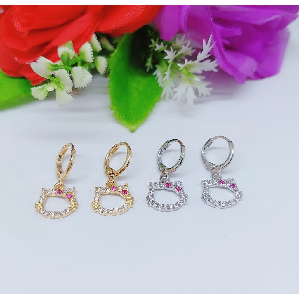 Anting Hello Kitty permata lapis emas perhiasan xuping jewellery 0363-0368