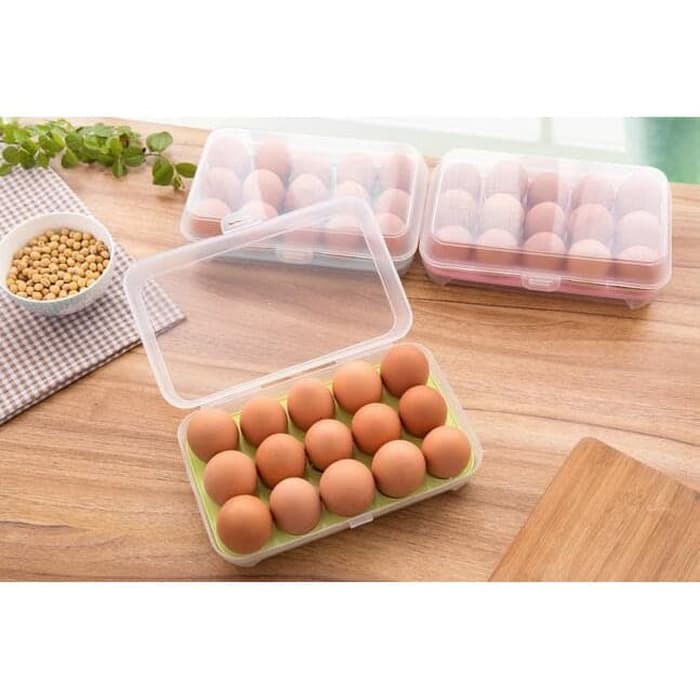 Tempat Telur Isi 15 Sekat Kotak Telor Egg Storage Box Penyimpanan