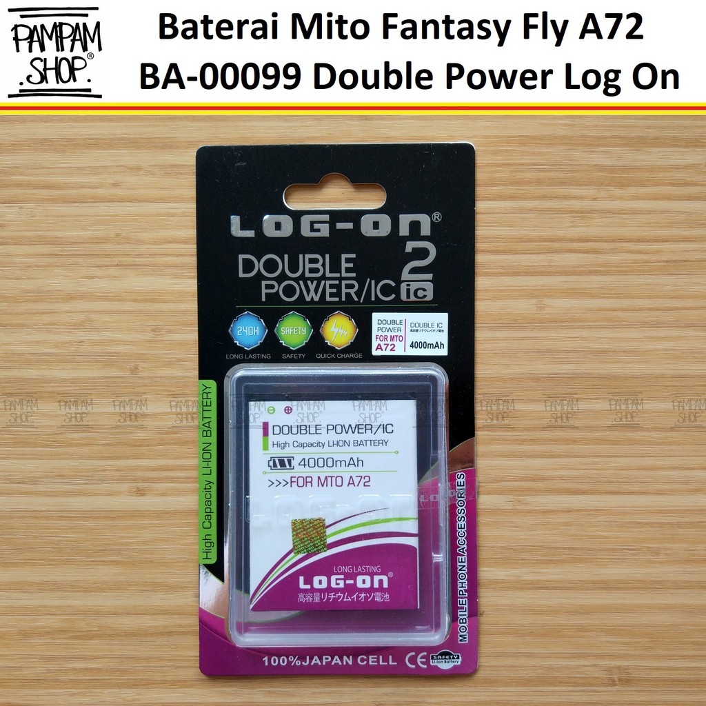 Baterai LOG ON Double Power Mito Fantasy Fly A72 BA-00099 BA00099 Batre Batrai BA 00099 Fantasi HP