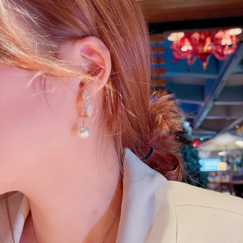 Anting stud Hias Mutiara Berlian Rumbai Untuk Wanita