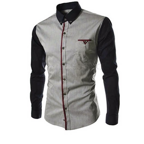 PRIA-KEMEJA- KEMEJA PRIA SILVER COMBI LENGAN BLACK (N354 EXECUTIVE SILVER) -KEMEJA-PRIA 750 ATASAN-