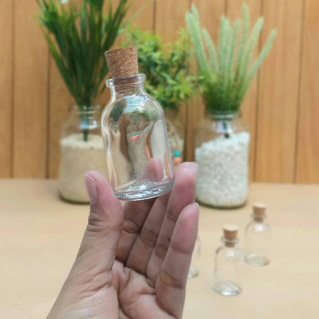 Botol kaca 25ml tutup gabus cork botol kaca kecil gift souvenir dekorasi