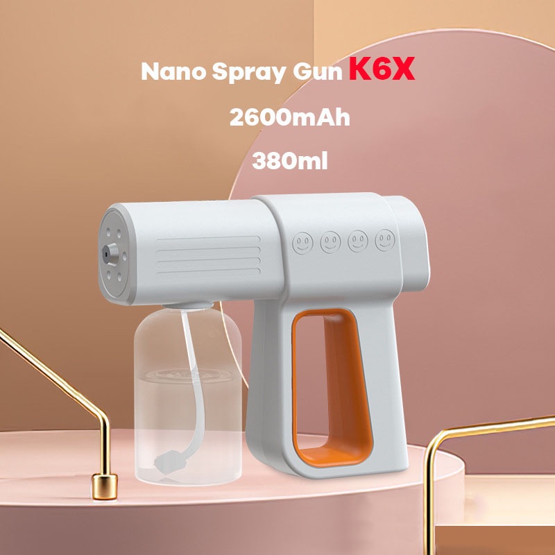 Nano Spray Gun Wireless Handheld Disinfection Machine Blue Light Spray Gun K6X 380ml 2600mAH