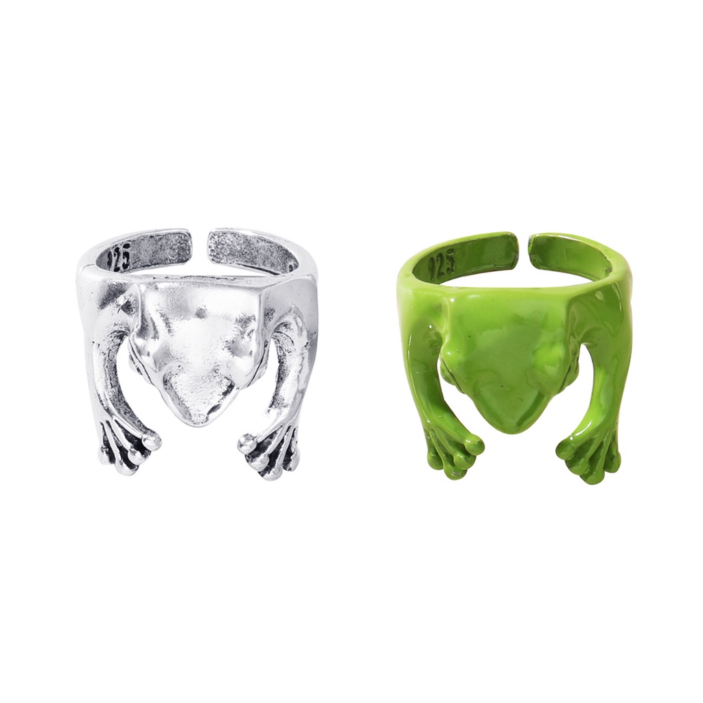 Cincin Model Terbuka Bahan metal Desain Katak Dapat Disesuaikan