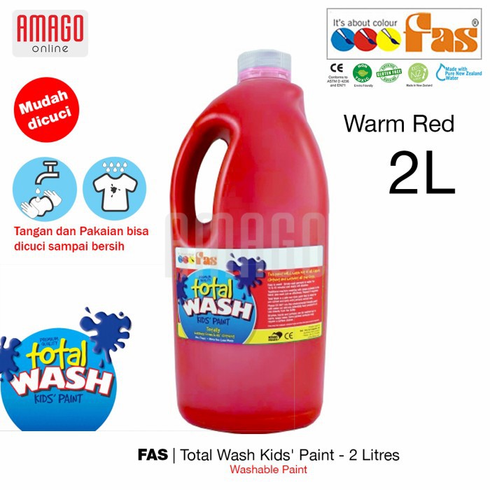 FAS TOTAL WASH PAINT - 2 LITER - CAT MUDAH DIBERSIHKAN - WARM RED