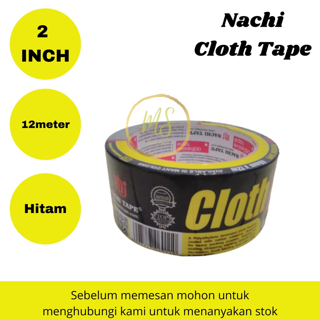 

NACHI CLOTH TAPE HITAM PANJANG 12m LEBAR 2inch