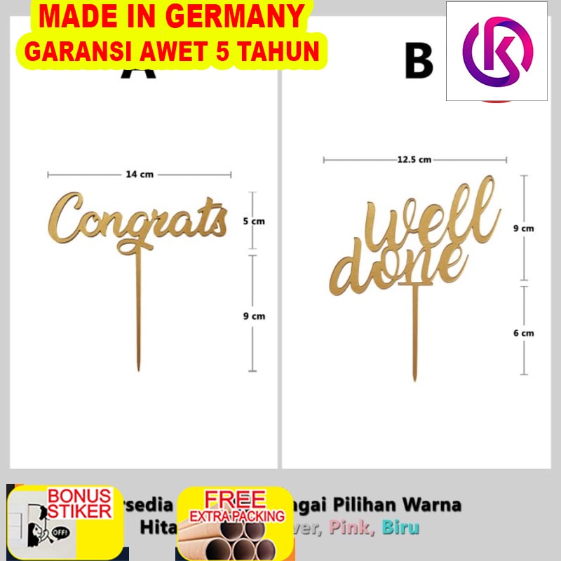 

Promo Cake Topper / Topper Kue - Congrats - Well Done