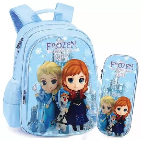 GGS PREMIUM !! BISA COD / Tas Ransel Sekolah Anak Karakter DISNEY 2in1 (Bonus Tempat Pensil) / bahan Printing Kualitas Import / Tas Ransel Sekolah Anak TK SD PAUD / Tas Ransel Sekolah Anak Cewek Perempuan / Tas Ransel Sekolah Uk Besa Muat Buku Paket