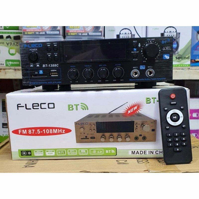 Power Amplifier Bluetooth FLECO BT-1388C + Remote Amplifier Bluetooth