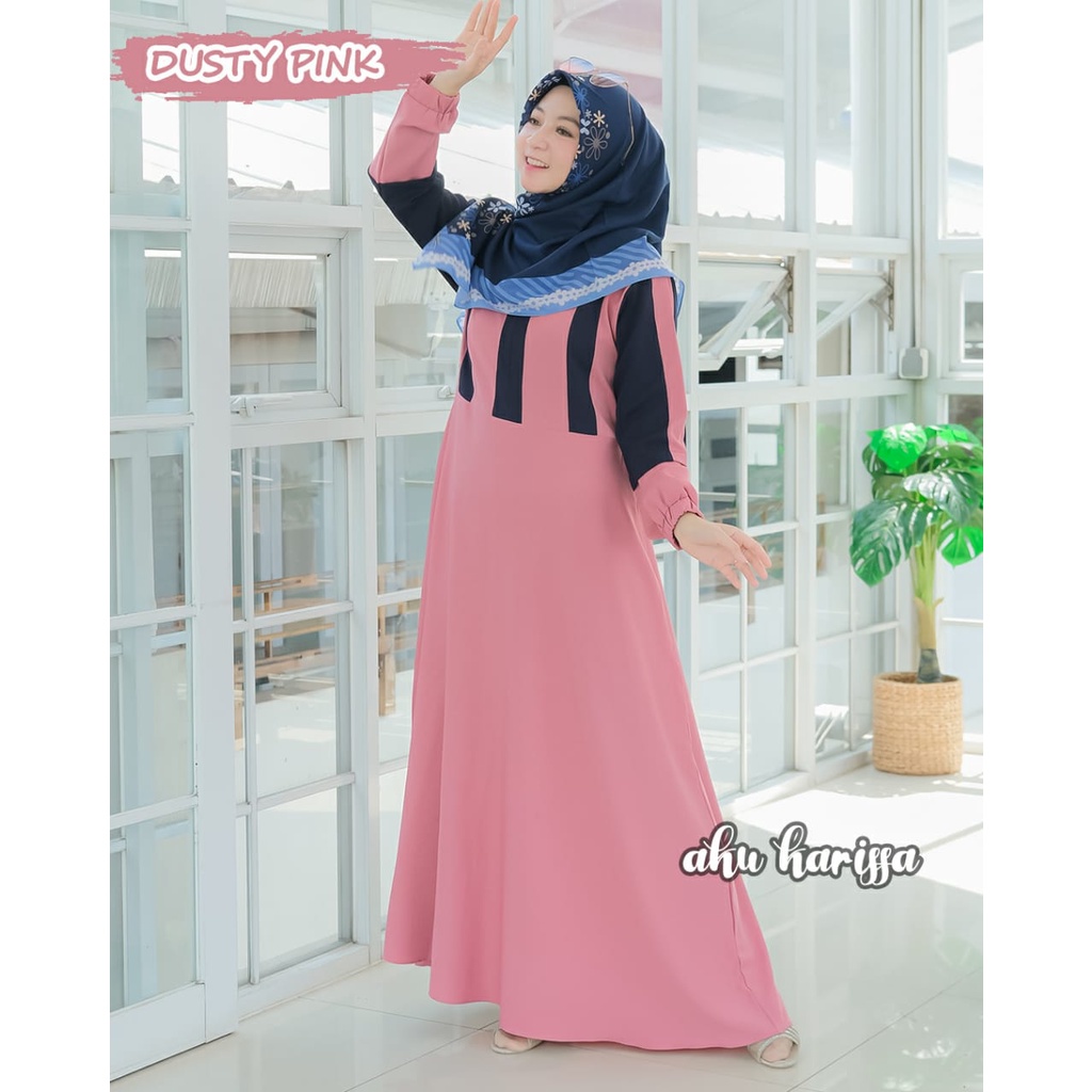 DRESS SYAHIRA ORIGINAL BY AKU KARISSA terbaru simple polos itycrepe baju busana muslim wanita menyusui syari hits