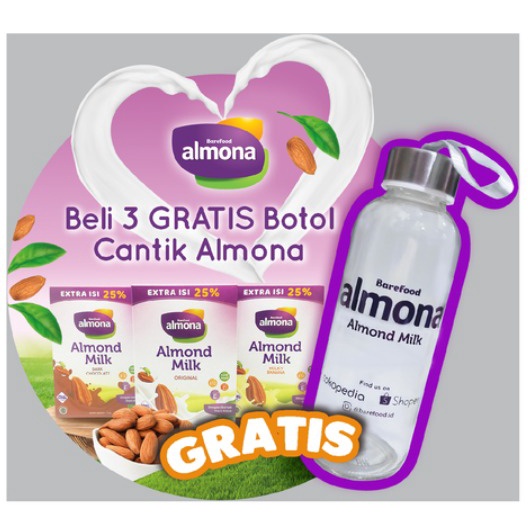 ALMONA Almond Milk Powder ASI BOOSTER with Daun Katuk 175gr. Beli 3 Almona Gratis 1 Tumbler Kaca