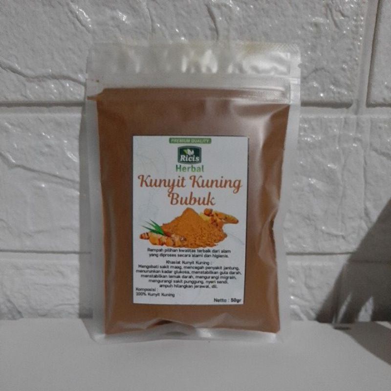 bubuk kunyit kuning herbal kunyit kuning bubuk asli obat anosmia netto 50 gram