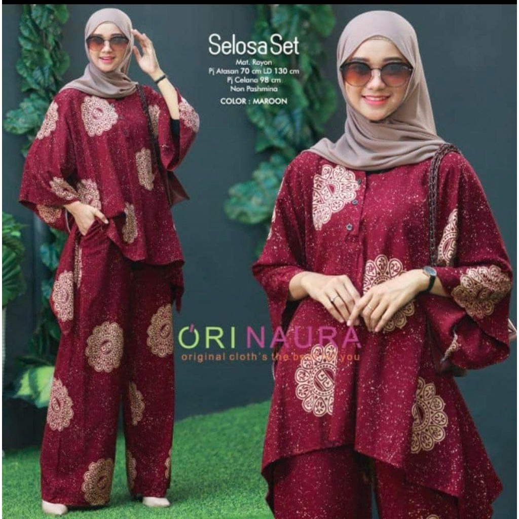 One Set Jumbo Waka Waka Selosa Setelan Wanita Rayon Premium  Set Celana Panjang Tie Dye Kekinian