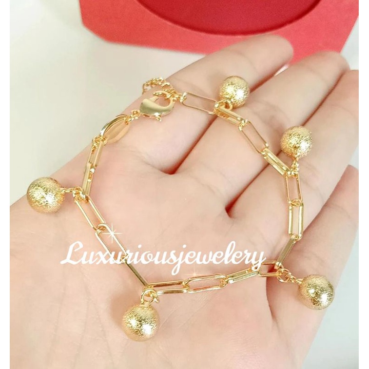 Gelang tangan paperclip Boba lapis emas