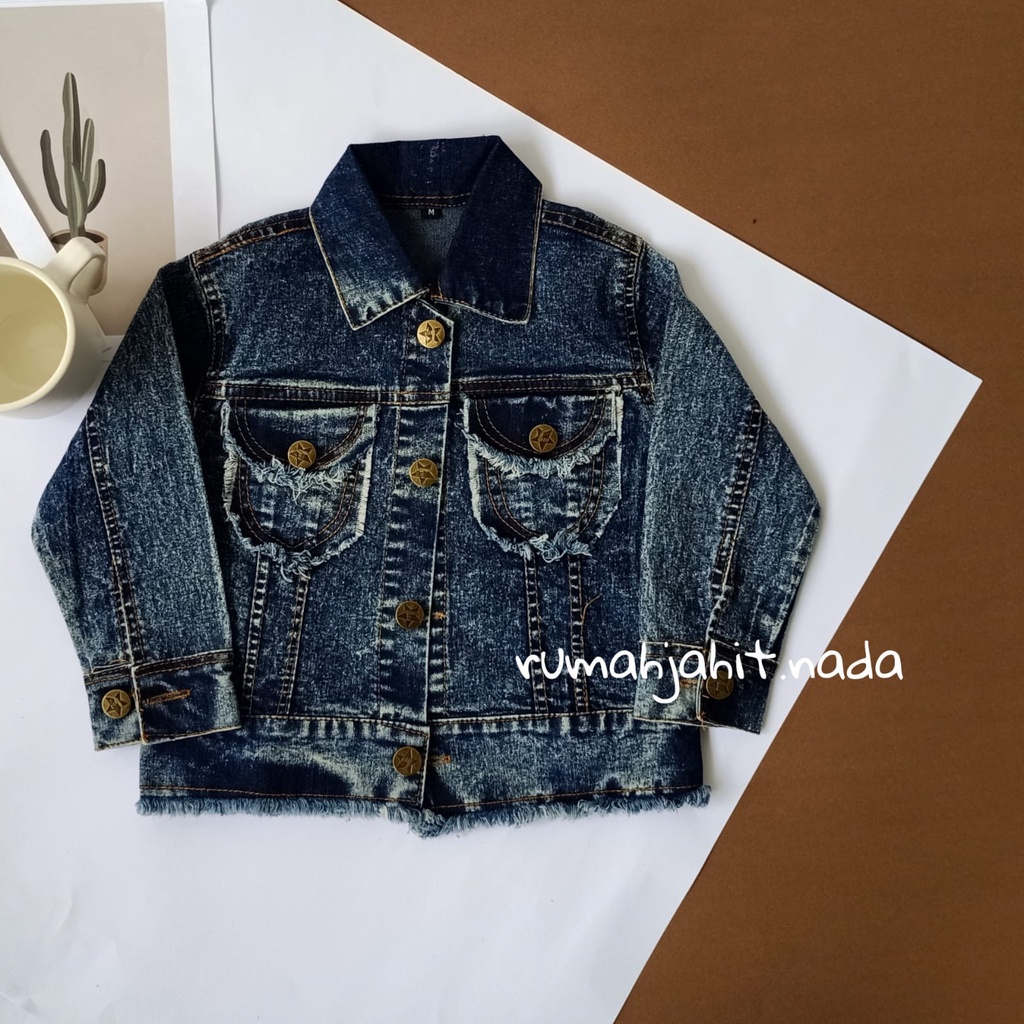 Jaket jeans anak sandwash unfinished