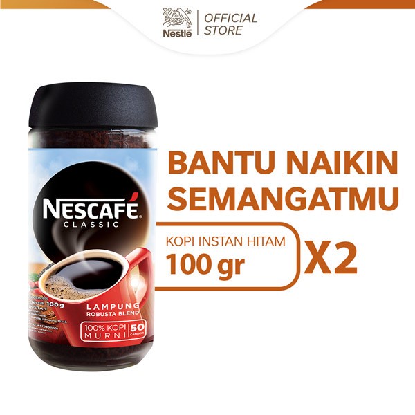 

NESCAFE Classic Kopi Instan Kopi Hitam 100g Jar 2pcs