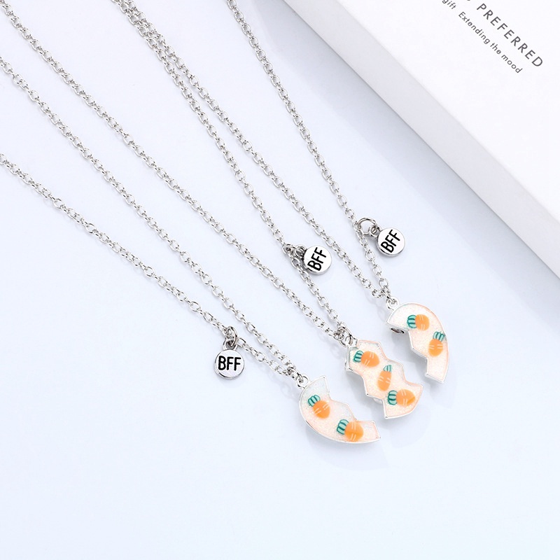 2pcs / Set Kalung Liontin Wortel Enamel Magnetik Untuk Pria Dan Wanita