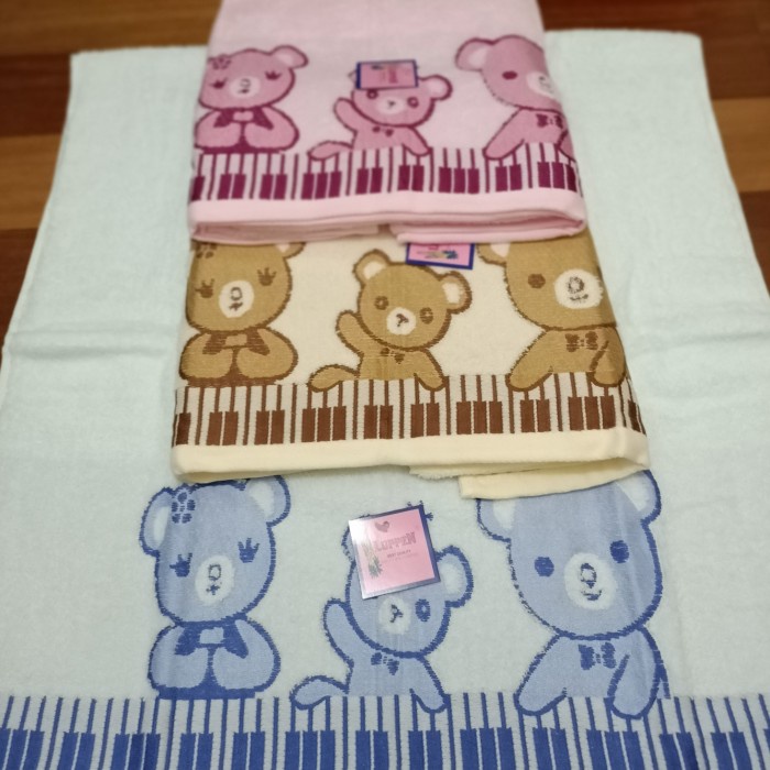 Handuk Mandi Bayi / Handuk Anak Handuk Tebal merk Luppen Motif Teddy Bear Size Besar 60 x 120