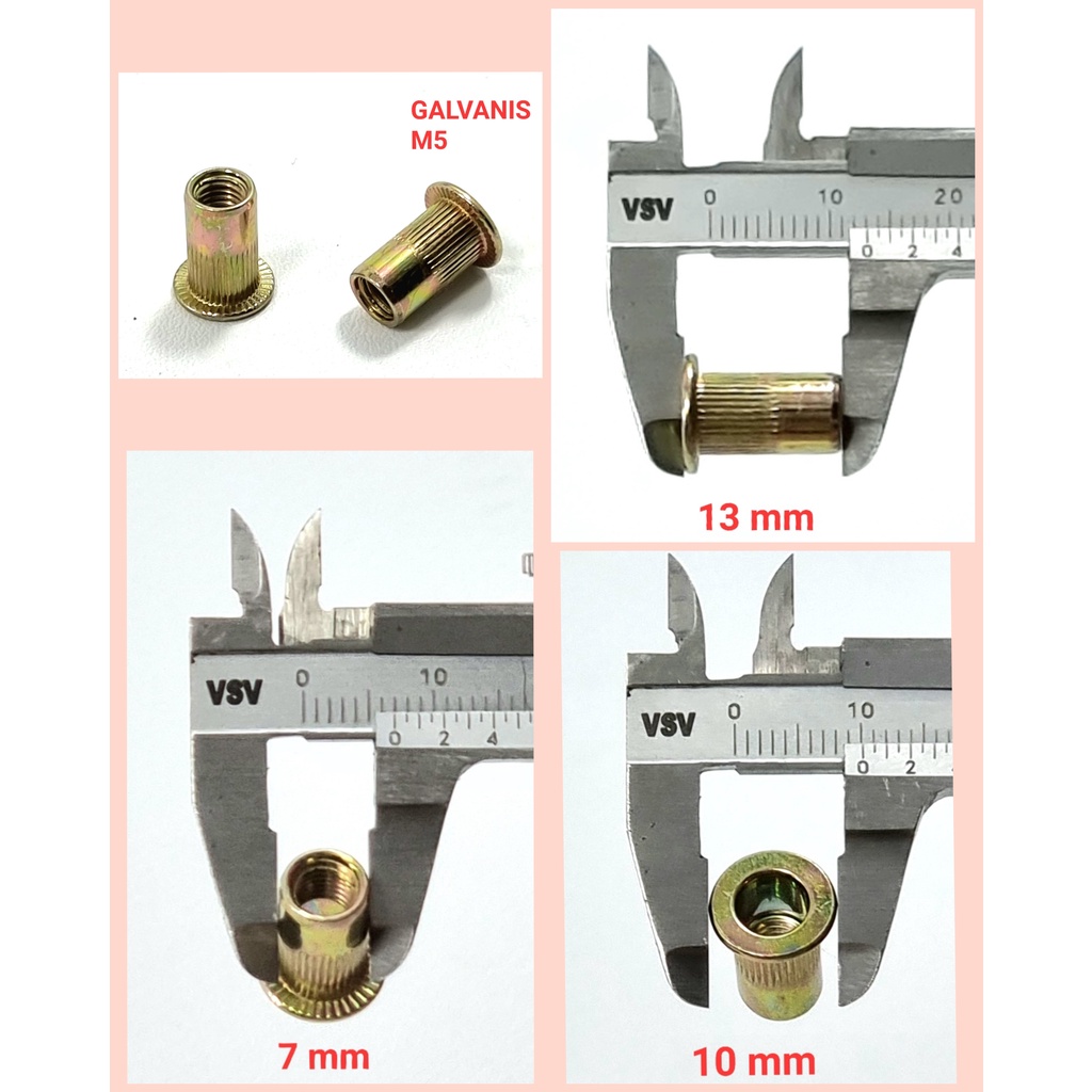 Rivet Nut M5 GALVANIS/STAINLESS STEEL/ALUMINIUM Mur Rivet Tanam Rifnut Nutsert