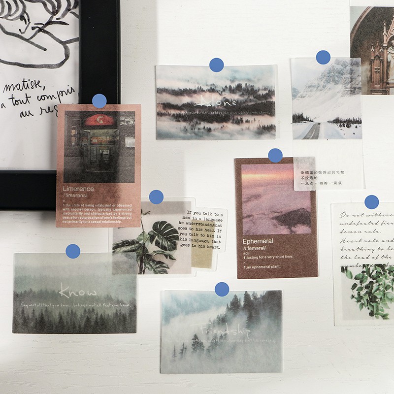 Journamm 40pcs/pack Letter of Time Poetry Washi Paper Stickers Diy Diary Deco Planner Journal Decorative Stationery Stickers-1