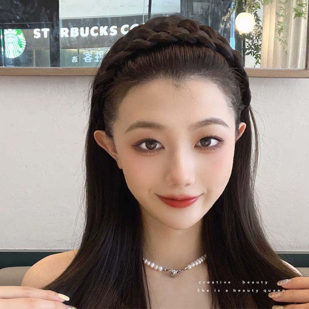 Mxbeauty Wig Bando Lucu Sederhana Tulang Ikan Kepang Non-slip Tinggi Cranial Top Artefak Cuci Muka Bando Perempuan Hairband
