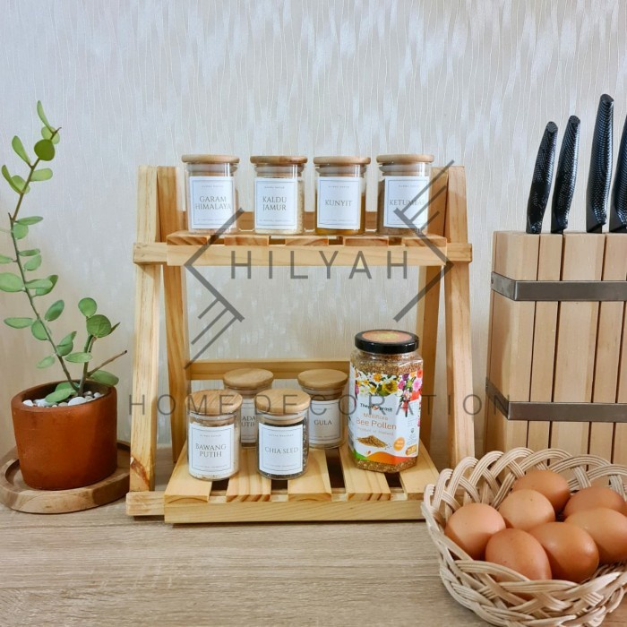Rak bumbu serbaguna/ Rak Bumbu jati belanda/ Rak Bumbu Lipat - Full Kayu