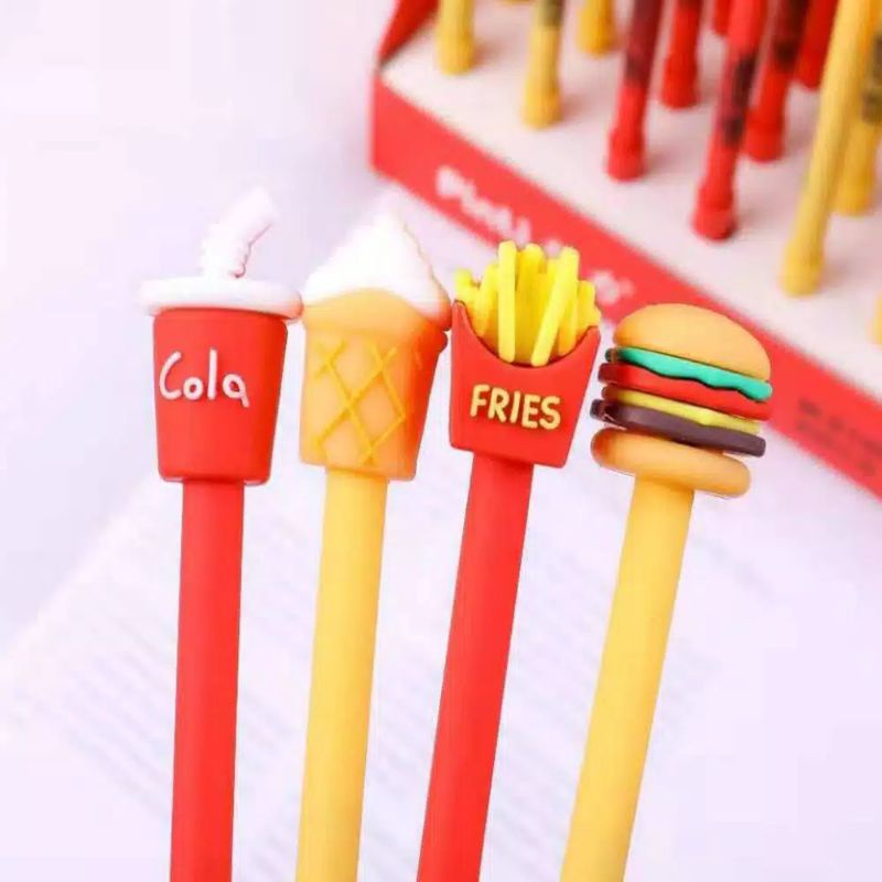 

4 pcs pulpen gel karakter fastfood