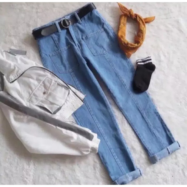 BOYFRIEND JEANS / CELANA JEANS WANITA/ BF POLOS/ CELANA 2021/ CELANA JEANS HIJAB TERMURAH