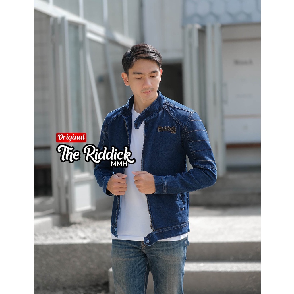 [SIAP KIRIM] JAKET JEANS KERAH THE RIDDICK MMH LIST SIMPLE / JAKET JEANS PRIA TERBARU FJ01 / JAKET JEANS THE RIDDICK COLL MAN