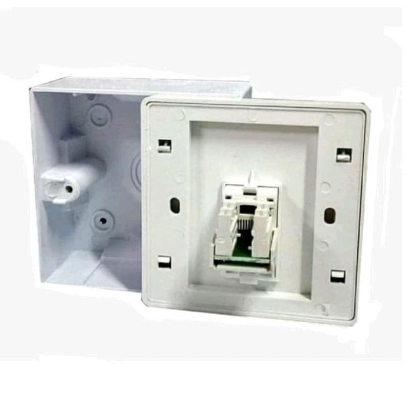 Stop Kontak /Wallplate RJ45/UTP/LAN 1Hole/Port+Modular Cat5e+Out Bow Box