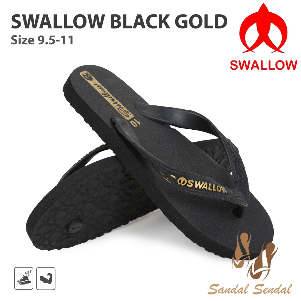 Sandal Jepit Modern Swallow Black Gold Fashion