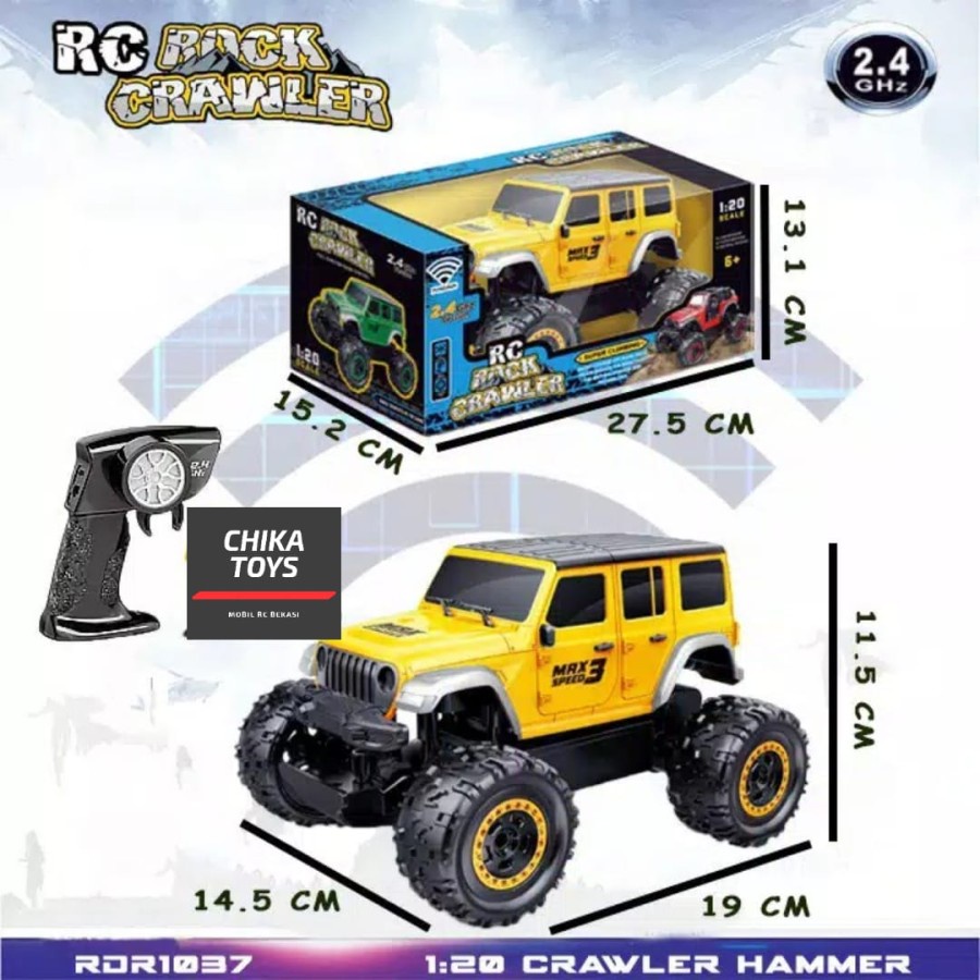 Mobil RC Rock Crawler JEEP RUBICON Skala 1:20 Mainan Remote Control