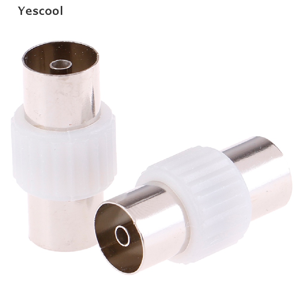 Yescool 2pcs Adapter Jack Coaxial RF Female Ke Female Untuk Antena TV