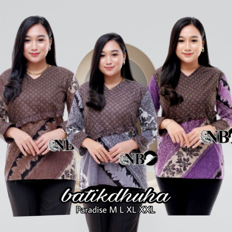 BLOUSE BLUS BATIK SERAGAM WANITA DLORONG LENGAN PANJANG M L XL XXL