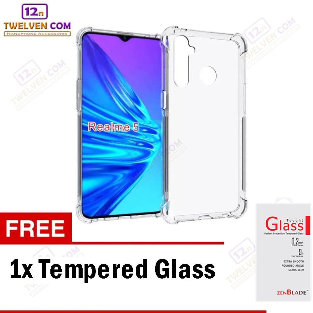 Anti Shock Anti Crack Softcase Casing for Realme 5 - Free Tempered Glass