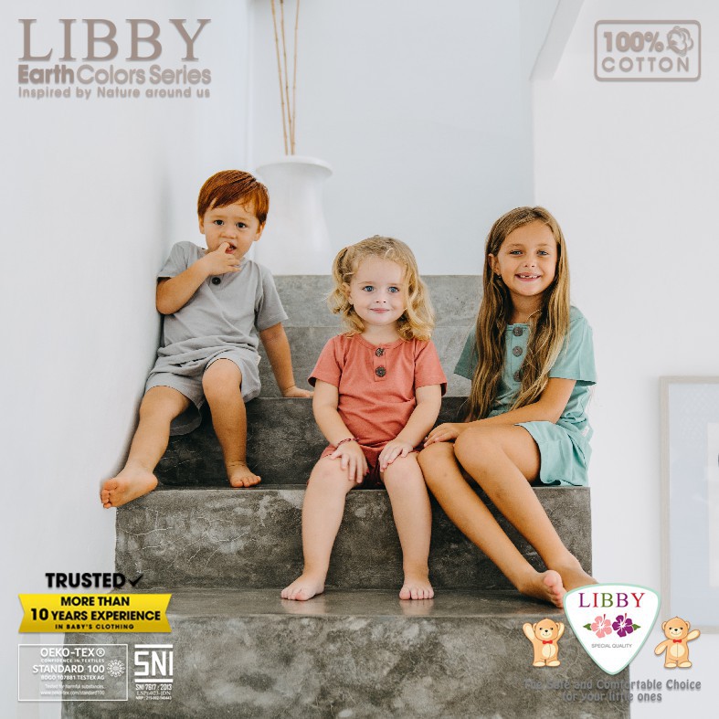 LIBBY EARTH COLORS SERIES - Setelan Oblong Pendek Celana Pendek (1 Setel/pack) | 6 Bulan - 6 Tahun