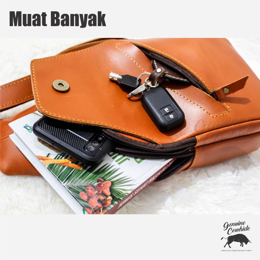 Tas Selempang Pria Material Kulit Asli - Genuine Cowhide