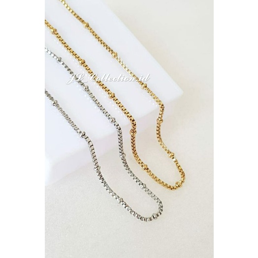 Kalung Itali Kombinasi Biji Lada Kalung Titanium model Fashion Antikarat Emas silver