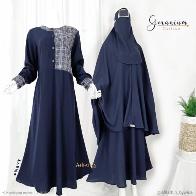 Gamis Set Geranium *Navy XL* By Afifathin