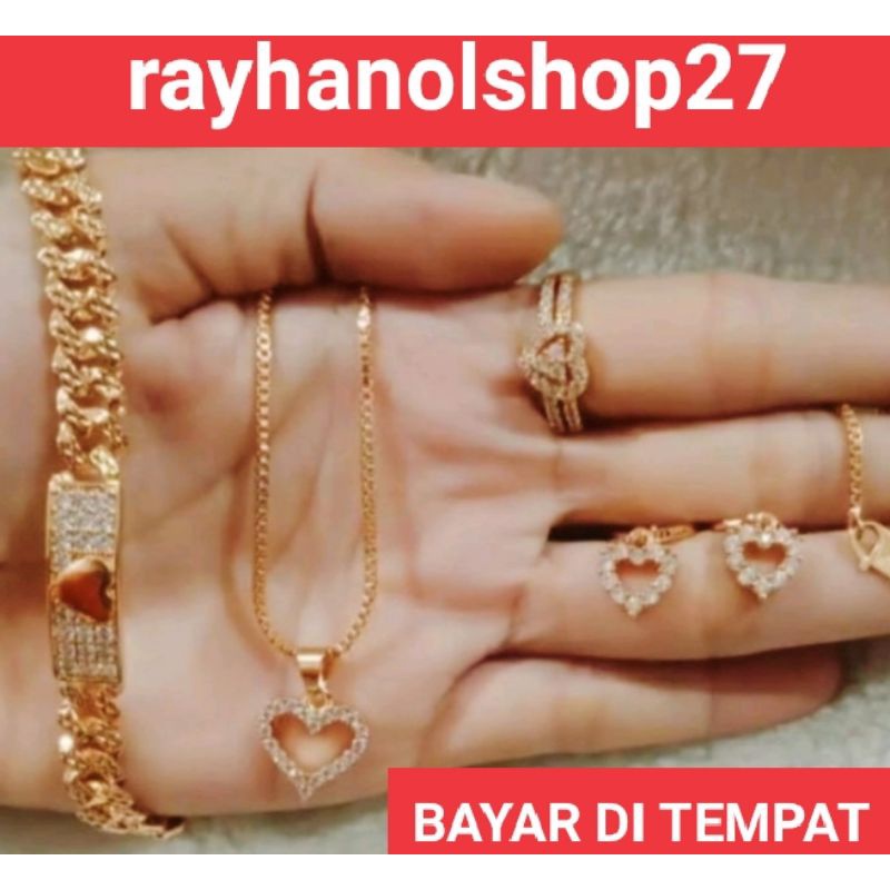 perhiasan wanita titanium xuping asli anti karat mewah pilihan model dan motif satu set lapis mas 24K