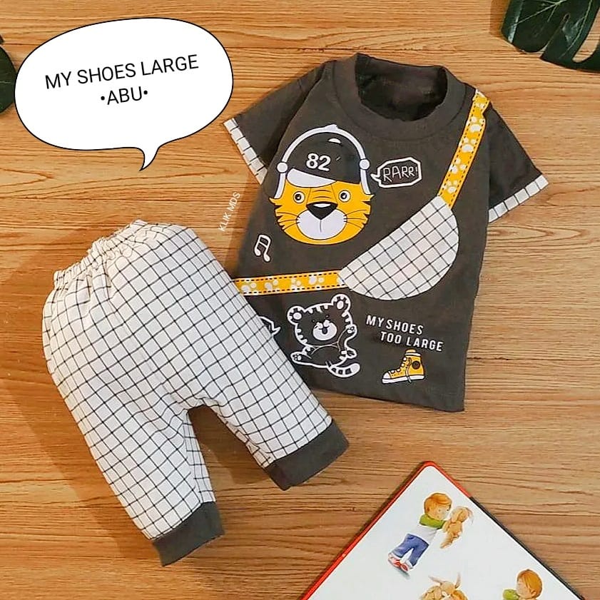 Klik Mds Setelan Baju Bayi Laki-laki 0-6 bulan Atasan Dan Celana Motif Anak Lucu Touch Down / Baju bayi anak Laki - Laki