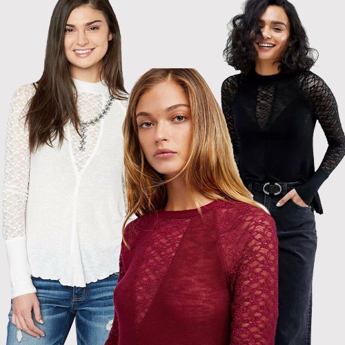 FREE PEOPLE Sweater Wanita Nolimit Lace Top