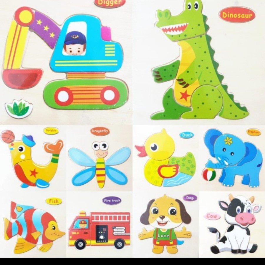 puzzle 3d kayu diy mainan edukasi anak hobi animal toy petak asah otak