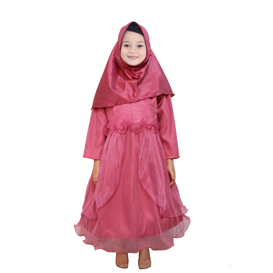 Set Hijab j371 / Gamis Anak Modern/Pakaian Muslimah Anak Perempuan  Usia 3-5 Thn/Gamis Syari Anak /Setelan Anak Free Hijab