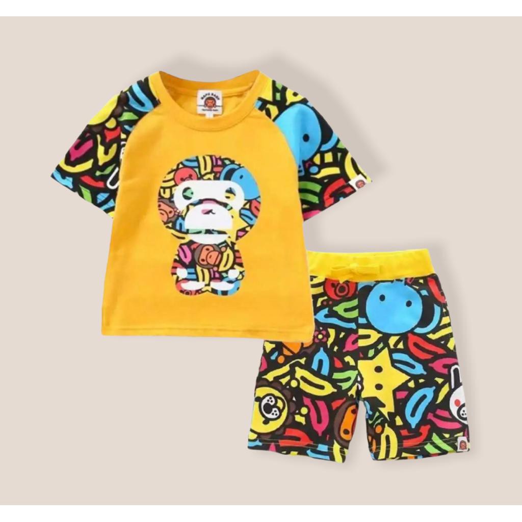 Setelan anak bape milo / baju anak laki laki dan perempuan terbaru 1-5 tahun