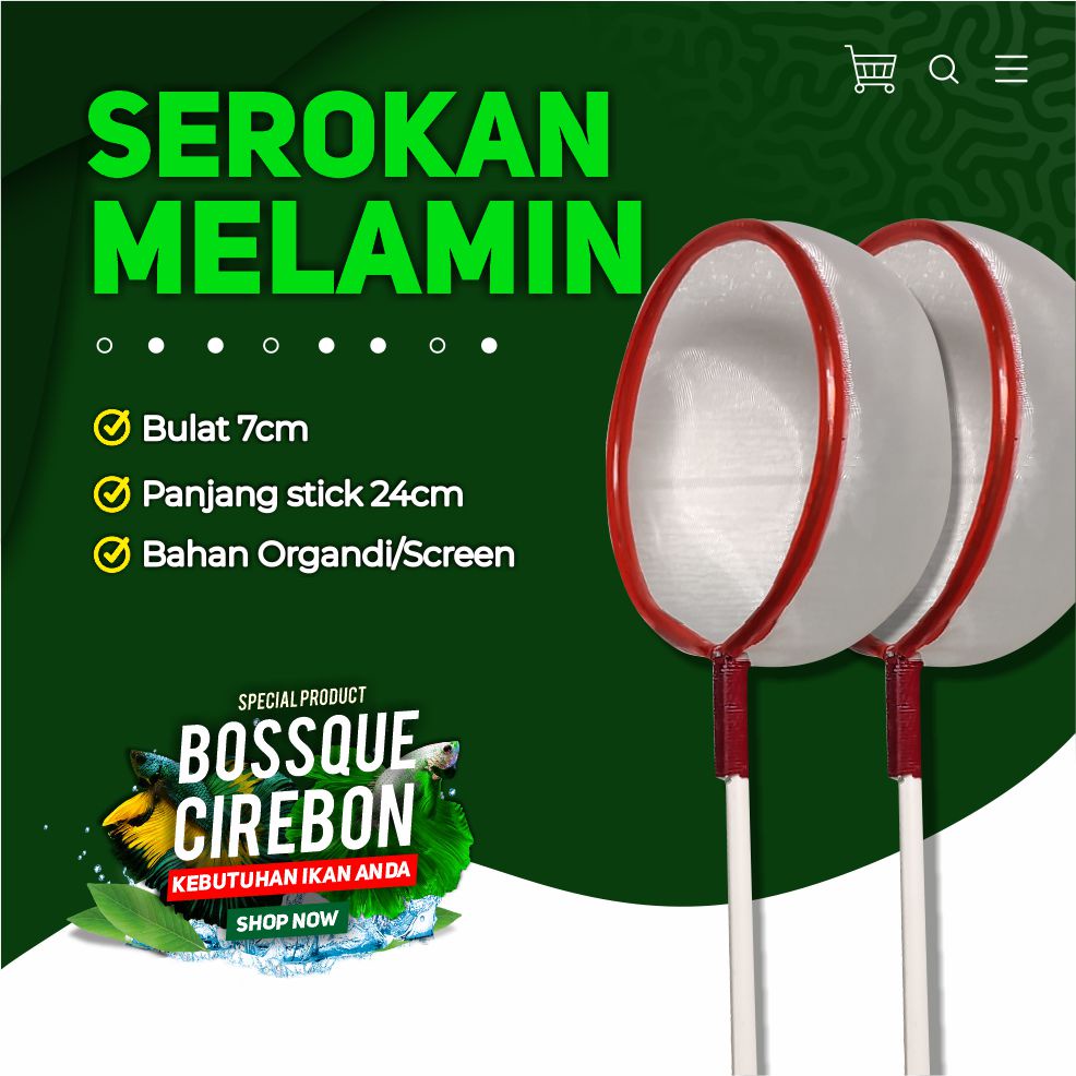 Serokan Ikan MELAMIN Variasi HANDLE BULAT 7cm Seser Ikan Cupang Saringan Kutir Ikan Hias Jentik Kutu Air