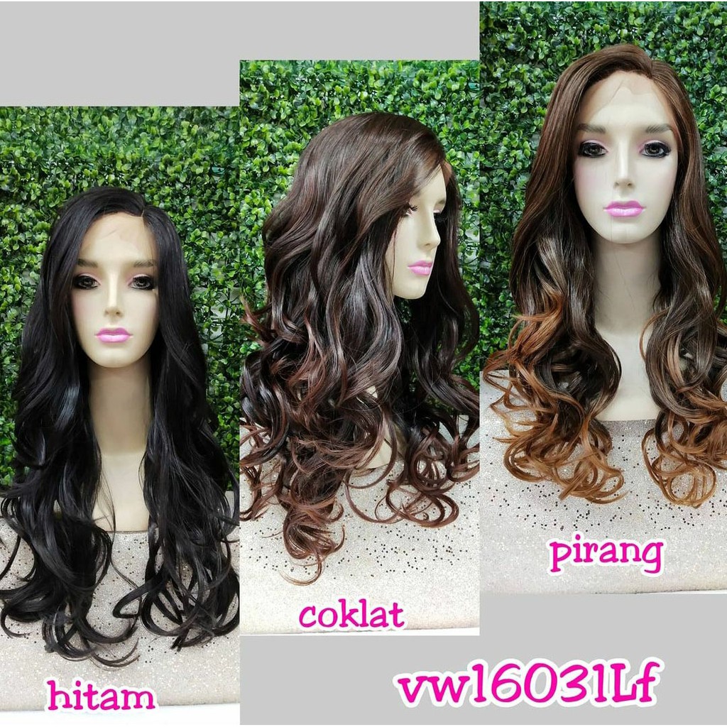 FRONT LACE WIG LACE WIG WANITA PANJANG CURLY WAVE OMBAK KERITING WIG KOREA NATURAL RAMBUT ASLI 16031