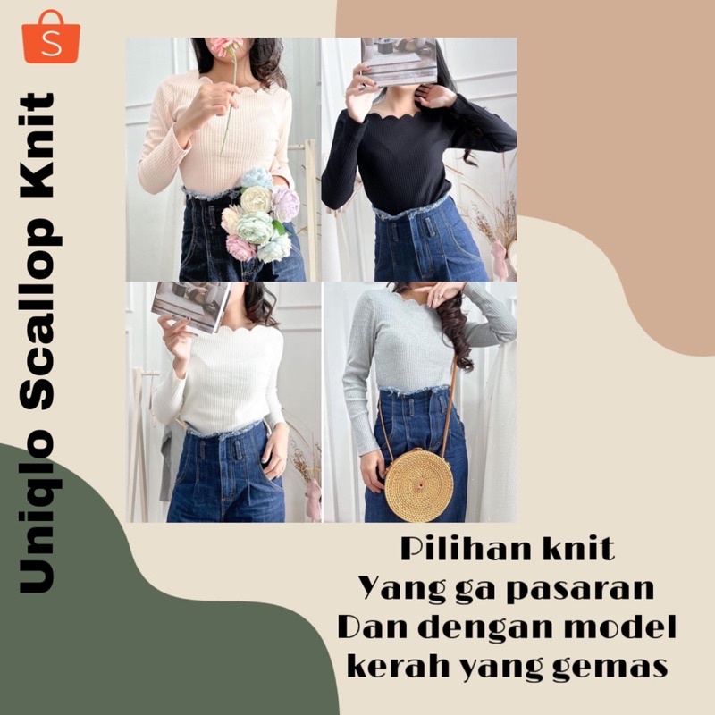 Uniqlo Scallop Knit Stylish & Modis / Fashion Cewe Termurah - By shunlibranded