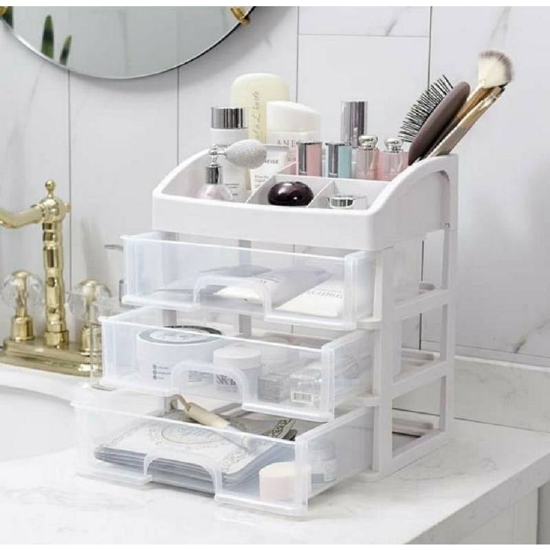 Rak Kosmetik Laci Kosmetik Plastik 3 Susun - Rak Makeup Organizer